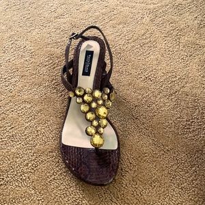 COPY - WHBM brown snakeskin sandal never worn size 9